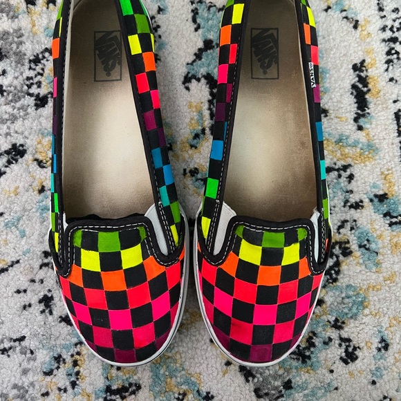 Fun hand painted rainbow slip on vans - Picture 2 of 4